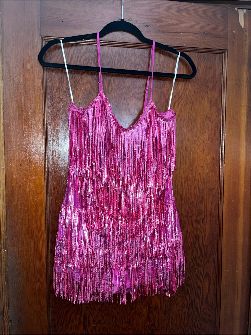 12th Tribe Pink Sequin Fringe Mini Dress - Picture 5 of 5